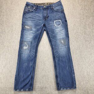 Express Jeans Slim Fit Distressed Denim Pants 34x30 100% Cotton